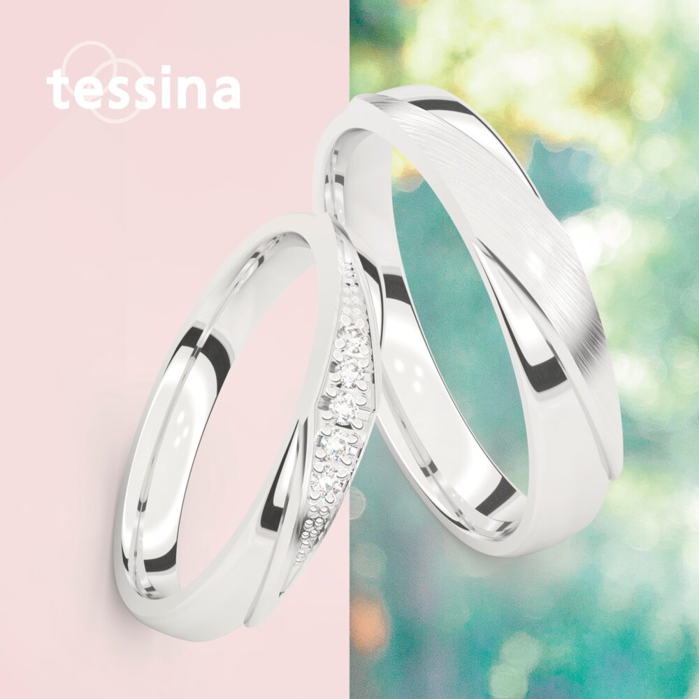 Illustration de l’univers alliances or blance et diamants 