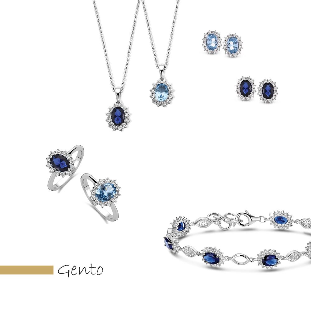 Illustration de l’univers collection argent et pierres de couleur